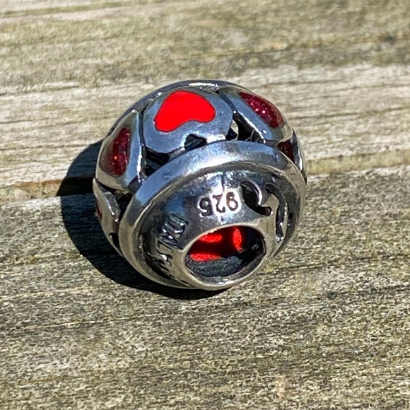 Vintage Michael Anthony red heart .925 Sterling Silver charm bracelet bead Italy - Picture 7 of 15